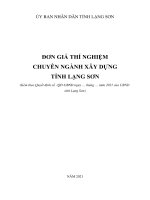 ĐƠN GIÁ THÍ NGHIỆM CHUYÊN NGÀNH XÂY DỰNG  TỈNH LẠNG SƠN 2021