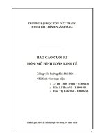 BÁO cáo CUỐI kì môn mô HÌNH TOÁN KINH tế báo cáo mô HÌNH MARKOV 