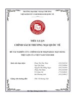 TIỂU LUẬN CHÍNH SÁCH THƯƠNG mại QUỐC tế đề tài NGHIÊN cứu CHÍNH SÁCH NHẬP KHẨU mặt HÀNG THỊT lợn của VIỆT NAM năm 2020 