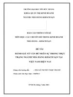 ĐÁNH GIÁ về vấn đề NHÂN sự TRONG THỰC TRẠNG NGÀNH NHÀ HÀNG KHÁCH sạn tại VIỆT NAM HIỆN NAY 