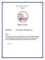 Sự vận dụng lý luận của chủ nghĩa Mác Lê nin về Hình thái kinh tế  xã hội cộng sản chủ nghĩa đối với việc nhận thức về chủ nghĩa xã hội và con đường đi lên chủ nghĩa xã hội ở Việt Nam hiện nay