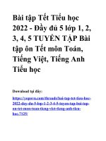Bài tập tết tiểu học 2022   đầy đủ 5 lớp 1, 2, 3, 4, 5 TUYỂN tập bài tập ôn tết môn toán, tiếng việt, tiếng anh tiểu học