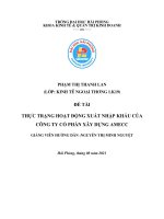 THỰC TRẠNG HOẠT ĐỘNG XUẤT NHẬP KHẨU của CÔNG TY cổ PHẦN xây DỰNG AMECC