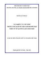 “Tự nhiên” và “nữ giới” trong văn xuôi nữ Việt Nam đương đại nhìn từ nữ quyền luận sinh thái