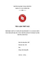 Phép biện chứng về mối liên hệ phổ biến và vận dụng phân tích mối liên hệ giữa tăng trưởng kinh tế với bảo vệ môi trường sinh thái