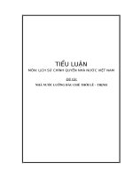 tiểu luận cao học môn lịch sử chính quyền nhà nước   nhà nước lưỡng đầu chế thời lê – trịnh 