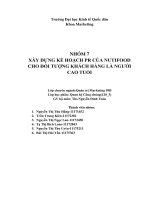 Quan hệ công chúng: XÂY DỰNG KẾ HOẠCH PR CỦA NUTIFOOD CHO ĐỐI TƯỢNG KHÁCH HÀNG LÀ NGƯỜI  CAO TUỔI