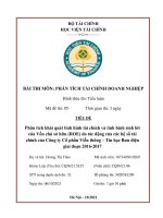 Phân tích tài chính doanh nghiệp: Phân tích khái quát tình hình tài chính và tình hình sinh lời của Vốn chủ sở hữu (ROE) do tác động của các hệ số tài chính của Công ty Cổ phần Viễn thông – Tin học Bưu điện  giai đoạn 20162017