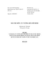 VẬN DỤNG TƯ TƯỞNG HỒ CHÍ MINH VỀ NHÀ NƯỚC TRONG SẠCH, VỮNG MẠNH TRONG XÂY DỰNG NHÀ NƯỚC PHÁP QUYỀN XÃ HỘI CHỦ NGHĨA Ở VIỆT NAM HIỆN NAY.