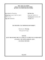 Tài chính doanh nghiệp: QUẢN TRỊ NỢ PHẢI THU CỦA CÔNG TY CỔ PHẦN XUẤT NHẬP KHẨU  AN GIANG ( MÃ CHỨNG KHOÁN: AGM )  GIAI ĐOẠN 20192020