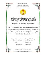 Lịch sử các học thuyết kinh tế  ĐỀ TÀI : Phân tích quan điểm của Keynes về khủng hoảng kinh tế trong nền kinh tế thị trƣờng. Ý nghĩa của quan điểm này đối với nền kinh tế Việt Nam trong điều  kiện nền kinh tế suy thoái.