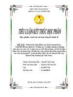 Lịch sử các học thuyết kinh tế  ĐỀ TÀI : Phân tích luận điểm của Paul Samuelson: “Sau khi đã tìm hiểu kỹ về Bàn tay vô hình chúng ta không nên quá say mê với vẻ đẹp của cơ chế thị trường, coi đó là hiện thân của sự hoàn hảo, là tinh túy của sự hài hòa nằm