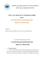 TIỂU LUẬN môn QUẢN TRỊ KHỞI NGHIỆP đề tài lập kế HOẠCH KINH DOANH DỊCH vụ iDOCTOR 