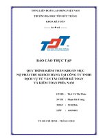 BÁO CÁO THỰC TẬP QUY TRÌNH KIỂM TOÁN KHOẢN MỤC NỢ PHẢI THU KHÁCH HÀNG TẠI CÔNG TY TNHH DỊCH VỤ TƯ VẤN TÀI CHÍNH KẾ TOÁN VÀ KIỂM TOÁN PHÍA NAM