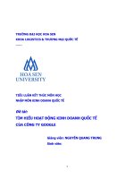 TIỂU LUẬN KẾT THÚC MÔN HỌC NHẬP MÔN KINH DOANH QUỐC TẾ Đề tài TÌM HIỂU HOẠT ĐỘNG KINH DOANH QUỐC TẾ CỦA CÔNG TY GOOGLE