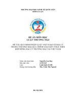 QUY ĐỊNH PHÁP LUẬT VIỆT NAM về đại lý TRONG THƯƠNG mại QUÁ TRÌNH GIAO kết THỰC HIỆN hợp ĐỒNG đại lý THƯƠNG mại tại VIỆT NAM 