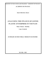 Phân tích tài chính của các doanh nghiệp nhựa niêm yết ở việt nam TT TIENG ANH 