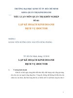 TIỂU LUẬN môn QUẢN TRỊ KHỞI NGHIỆP đề tài lập kế HOẠCH KINH DOANH DỊCH vụ iDOCTOR 