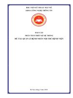 BÁO cáo PHÂN TÍCH THIẾT kế hệ THỐNG đề tài QUẢN lí BỆNH NHÂN nội TRÚ BỆNH VIỆN 
