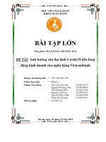 NGÂN HÀNG THƯƠNG MẠI  ĐỀ TÀI: Ảnh hưởng của đại dịch Covid19 đến hoạt động kinh doanh của ngân hàng Vietcombank