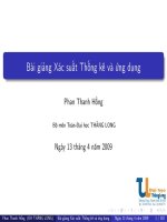 Bài giảng xác suất thống kê và ứng dụng phần 5   phan thanh hồng 1 