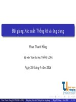 Bài giảng xác suất thống kê và ứng dụng phần 8   phan thanh hồng 