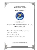 BÀI TIỂU LUẬN  CHỦ ĐỀ : PH N TÍCH DIỄN BIẾN CỦA HÁN TỰ TRONG TIẾNG HÁN