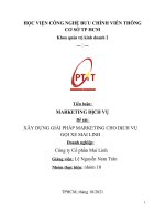 Tiểu luận MARKETING DỊCH vụ đề tài xây DỰNG GIẢI PHÁP MARKETING CHO DỊCH vụ gọi XE MAI LINH 