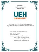 TIỂU LUẬN GIỮA kỳ môn LUẬT KINH DOANH hợp PHÁP HOÁ hôn NHÂN ĐỒNG TÍNH ở VIỆT NAM 
