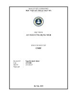 HỌC PHẦN  AN TOÀN ỨNG DỤNG WEB: BÁO CÁO BÀI TẬP CSRF