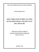 PHÁT TRIỂN KINH TẾ BIỂN CỦA TỈNH QUẢNG BÌNH TRONG LIÊN KẾT VÙNG BẮC TRUNG BỘ
