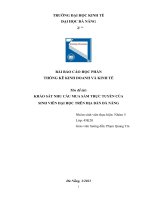 tiểu luận THỐNG kê KINH DOANH và KINH tế tên đề tài KHẢO sát NHU cầu MUA sắm TRỰC TUYẾN của SINH VIÊN đại học TRÊN địa bàn đà NẴNG