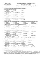 Đề kiểm tra học kì 1 môn Tiếng Anh lớp 9 năm 2021-2022 có đáp án - Trường THCS Đại Tự