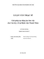 Giải pháp tạo động lực làm việc cho cán bộ y tế tại bệnh viện thanh nhàn 