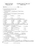 Đề kiểm tra học kì 1 môn Tiếng Anh lớp 7 năm 2021-2022 - Trường THCS Đại Tự