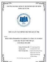 Phân tích tình hình tài chính công ty cổ phần vàng bạc đá quý phú nhuận PNJ 2016 2020