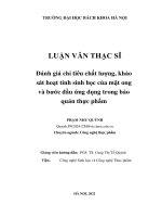 Đánh giá chỉ tiêu chất lượng, khảo sát hoạt tính sinh học của mật ong và bước đầu ứng dụng trong bảo quản thực phẩm 