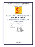 BÁO CÁO BÀI TẬP LỚN THUỘC HỌC PHẦN:  Phần mềm mã nguồn mở  XÂY DỰNG APP BÁN SÁCH TRÊN NỀN  TẢNG ANDROID