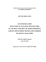 Lexiacl and syntactical stylistic devices in the novel ‘of mice and men’ by john steinbeck and its vietnamese version translated by hoang ngoc khoi 