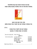 BÁO CÁO BÀI TẬP LỚN  MÔN PHÂN TÍCH THIẾT KẾ HỆ THỐNG THÔNG TIN   Đề tài:  PHÂN TÍCH THIẾT KẾ HỆ THỐNG QUẢN LÝ CÔNG VIỆC CÁ NHÂN