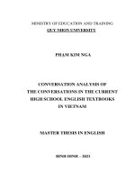 Conversation analysis of the conversations in the current highschool english textbooks in vietnam 