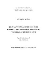 Quản lý vốn ngân sách nhà nước cho phát triển khoa học công nghệ trên địa bàn tỉnh bình định 