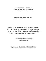 Quản lý hoạt động trải nghiệm trong dạy học môn tự nhiên và xã hội cho học sinh các trường tiểu học trên địa bàn huyện tuy phước, tỉnh bình định 