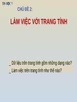 Bài giảng môn Tin học lớp 7 năm học 2021-2022 - Chủ đề 2: Làm việc với trang tính (Trường THCS Thành phố Bến Tre)
