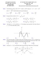 Đề thi thử toán TN THPT 2022 lần 1 trường chuyên nguyễn trãi – hải dương 