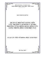 Quản lý đội ngũ giảng viên các trường cao đẳng y tế vùng đồng bằng sông cửu long trong bối cảnh hiện nay 