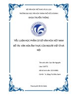 Tiểu luận Cơ sở văn hóa Việt Nam Văn hóa ẩm thực của người Việt ở Hà Nội