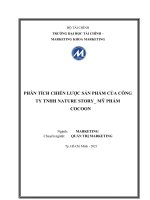 Phân tích chiến lược sản phẩm của công ty tnhh nature story mỹ phẩm cocoon