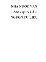 TÌM HIỂU NHÀ NƯỚC VĂN LANG QUA CÁC NGUỒN TƯ LIỆU