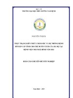 Thực trạng kiến thức chăm sóc và dự phòng bệnh hô hấp cấp tính cho trẻ dưới 5 tuổi của bà mẹ tại bệnh viện nhi thái bình năm 2021 